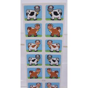 120 "Smiling" Cow Stickers - 1¼"x1" 6 Strips 20 Per Strip 10 Designs 2 Repeats p
